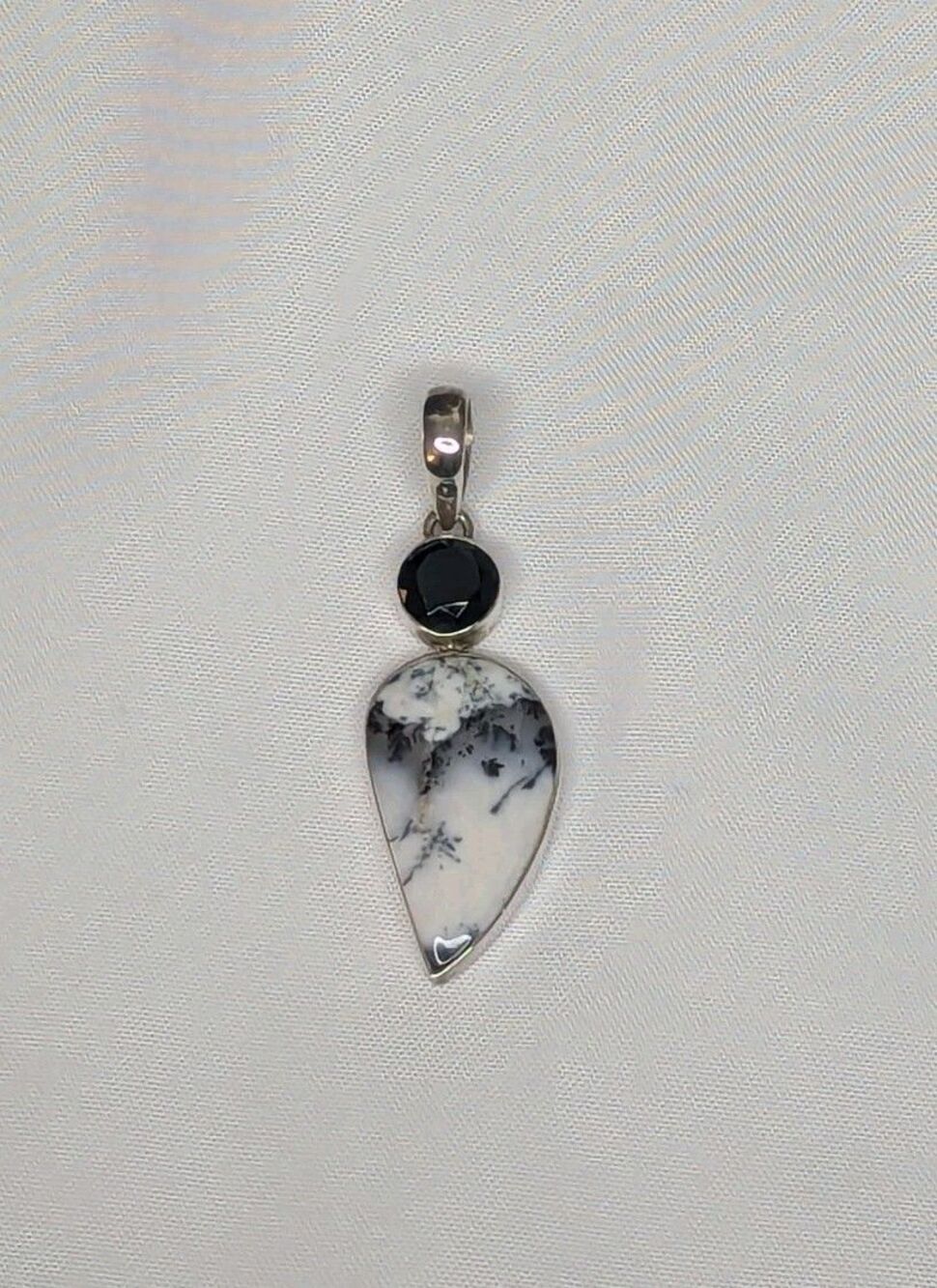 Artisan Gem Collection of India Dendritic Opal Pendant - Black, White